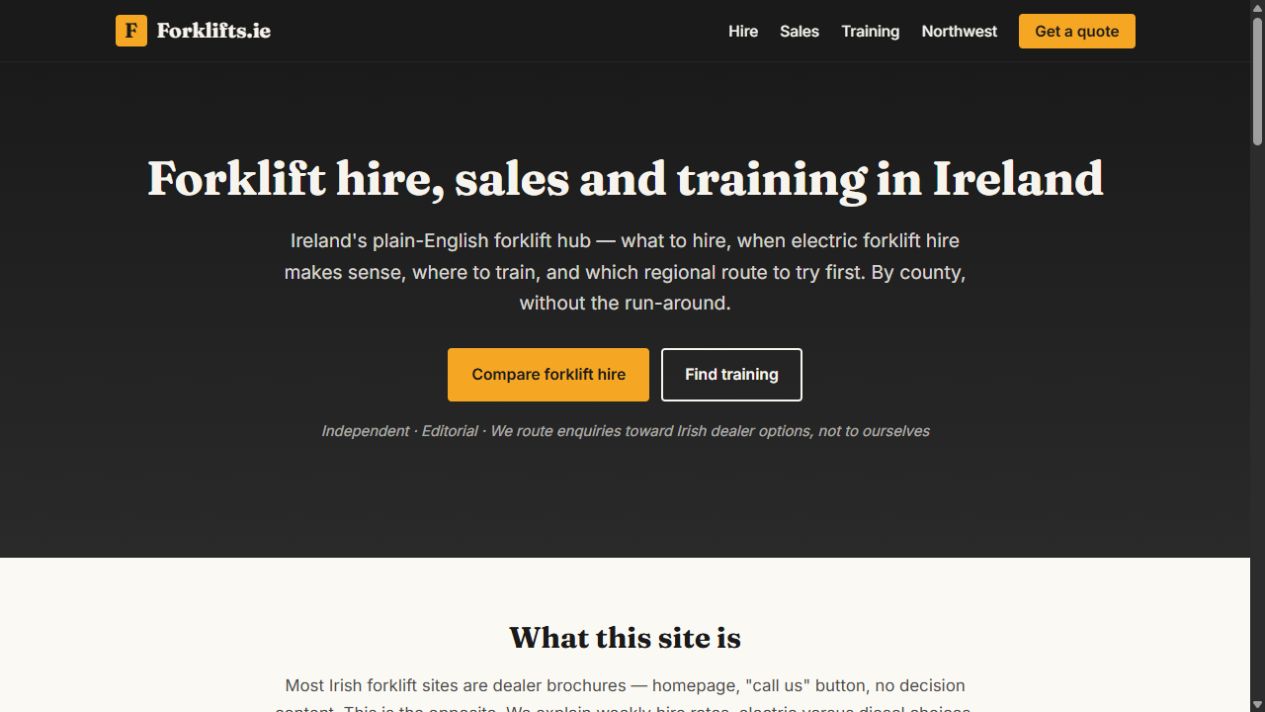 Forklifts.ie service directory homepage