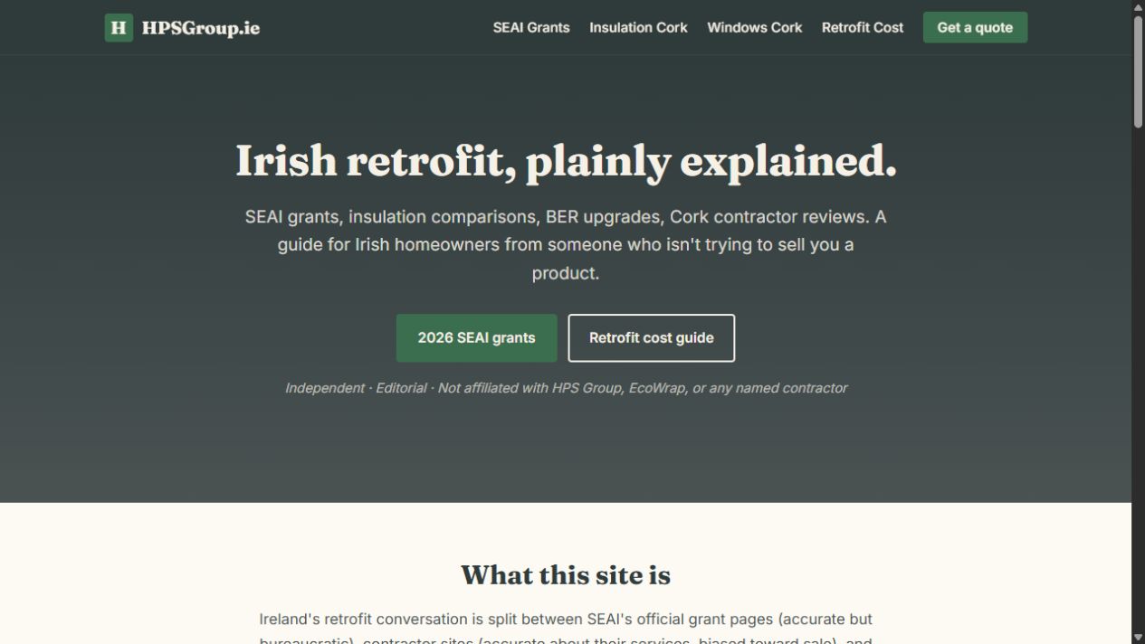 HPSGroup.ie retrofit guide homepage
